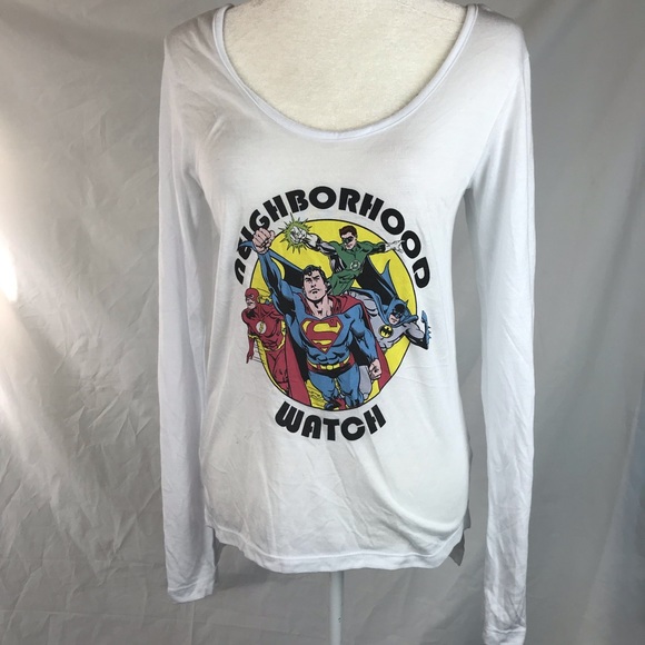 Justice League White “Neighborhood Watch” T-shirt - Picture 2 of 7